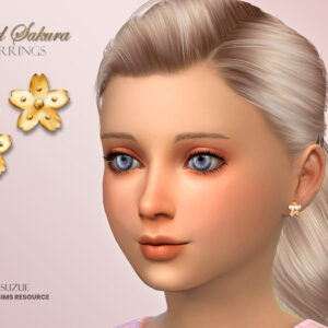 Boucles d’oreilles dorées en forme de fleur de cerisier pour Sims 4