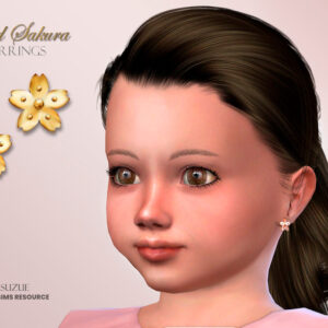 Boucles d’oreilles dorées en forme de fleurs de cerisier pour Sims 4, jeu vidéo