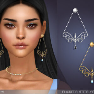 Boucles d'oreilles papillon filigranées pour Sims 4, 12 variantes