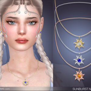Collier Sunburst avec accessoires Sims 4, style élégant et doré