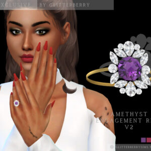 Bague de fiançailles améthyste virtuelle TSR Exclusive pour The Sims 4