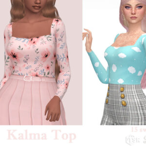 Hauts Kalma pour Sims 4 en 15 coloris différents