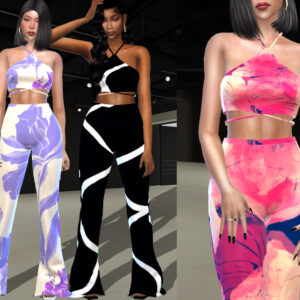 Ensemble Sims 4 : tenues colorées à brides croisées