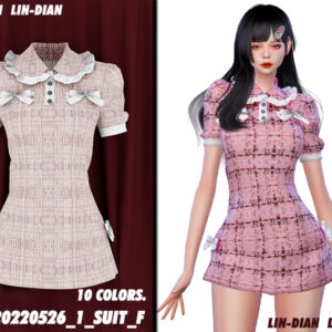 Robes à col Claudine pour Sims 4, 10 couleurs disponibles