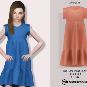 Robe enfant style Akogare, bleu, jeu The Sims 4