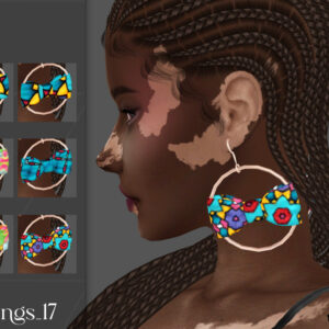 Boucles d'oreilles colorées pour avatar Sims 4, style floral et motifs variés.