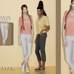 Ensemble Sims 4 : pantalons blancs avec hauts pastel, set N 101-P