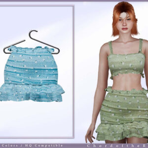 Robe courte à volants pour Sims 4, style vert menthe