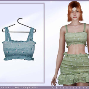 Robe courte style crochet vert pour Sims 4, 6 couleurs disponibles