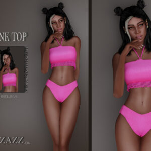 Haut de bain rose en style bikini top pour The Sims 4