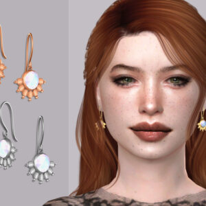Boucles d’oreilles en opale du jeu *Les Sims 4* en versions dorée et argentée.