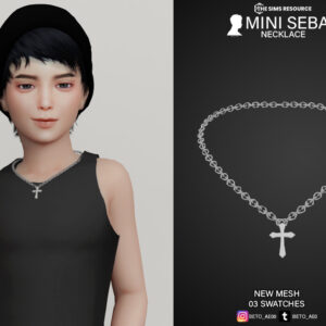 Collier Mini Sebas avec croix pour The Sims 4