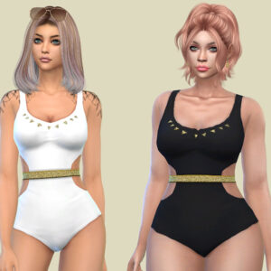 Deux tenues de maillot de bain du jeu Sims 4 en blanc et noir