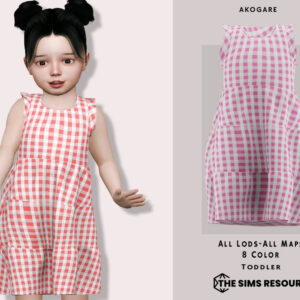 Robe à carreaux rose pour enfant Sims 4, Akogare, 8 couleurs
