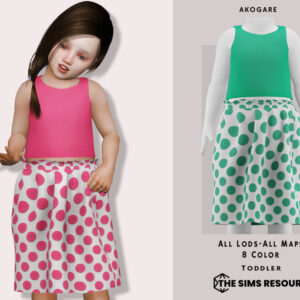Robe d'enfant Sims 4 polka à manches courtes, 8 couleurs disponibles