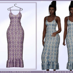 Robe longue à motifs géométriques pour *Les Sims 4*, 6 couleurs disponibles