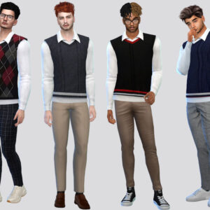 Quatre styles vestes et tenues dans *Les Sims 4*