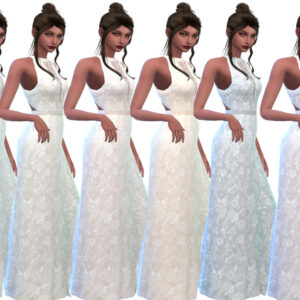 Six avatars du jeu *Les Sims 4* en robe de mariée élégante