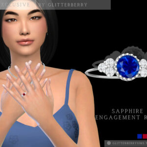 Bague de fiançailles saphir bleu jeu Les Sims 4 Glitterberry
