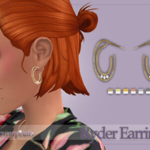 Boucles d’oreilles Ryder pour *Les Sims 4*, style doré et élégant