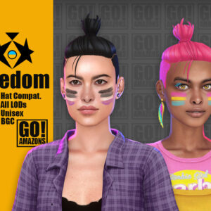 Coiffures personnalisables pour Sims 4, Freedom Hair, compatible casque