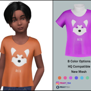 T-shirt Akita Sims 4, 8 couleurs disponibles, compatible HQ.