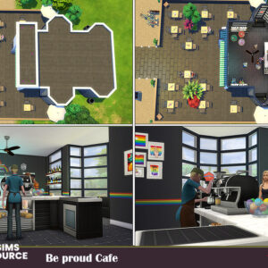 Café fierté dans The Sims 4 avec plans et décors