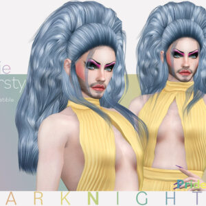 Coiffure Trixie Hairsty 'Dark Knight' pour *Les Sims 4*, 30 couleurs disponibles
