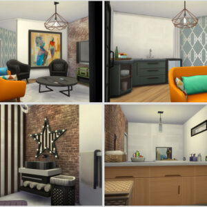 Intérieurs du jeu *Les Sims 4* avec décoration moderne et ambiances cosy