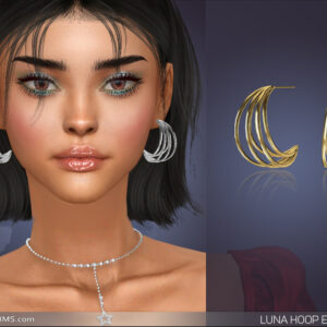 Boucles d’oreilles en forme de croissant Luna pour Sims 4, argentées et dorées