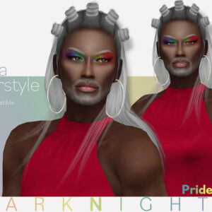 Coiffure Shea pour Sims 4, style sombre avec accessoires, fierté 2022