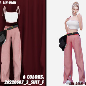 Combinaison Sims 4 style années 2022, six couleurs disponibles.