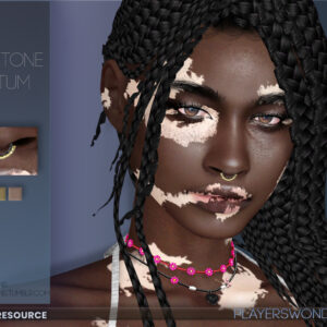 Septum à deux tons pour Sims 4 avec piercing nasal et coiffure tressée