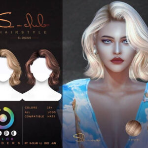 Coiffure blonde balayage pour Sims 4 avec nuances naturelles et mèches.