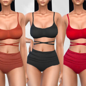 Ensemble deux-pièces Sims 4 : bustier et culotte dans trois couleurs
