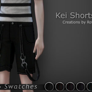 Shorts Kei pour The Sims 4 avec 6 variations de couleurs