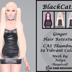 Coiffure gingembre retexturée pour The Sims 4, 34 couleurs vives