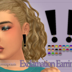 Boucles d’oreilles 'Point d’exclamation' pour *Les Sims 4* avec options de personnalisation