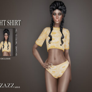 Chemisier de nuit jaune à motifs pour Sims 4, Pizzazz 600-B