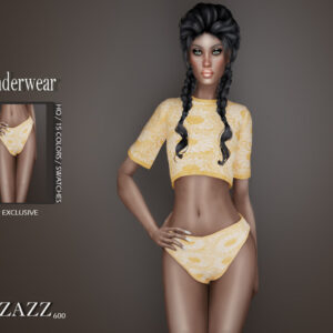 Sous-vêtement bikini jaune floral pour Sims 4, Pizzazz 600