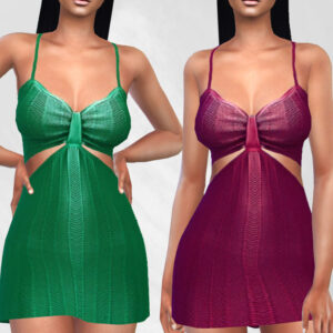 Robe courte style années 50, vert et violet pour *Les Sims 4*