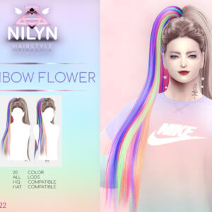 Coiffure arc-en-ciel 'Rainbow Flower' pour *Les Sims 4* - 2022
