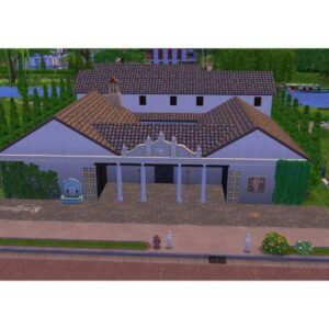 Maison de jeu dans *Les Sims 4* avec piscine et jardin