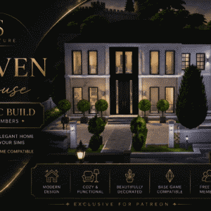 Maison Haven élégante pour Sims 4, construction CC gratuite pour membres Patreon