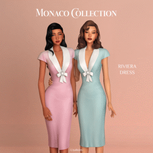 Collection Monaco, robe Riviera pour Sims 4, tons pastel