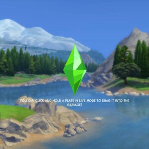 Écran des Sims 4 : glissez une assiette dans la poubelle en mode live.