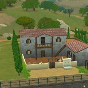 Maison de jeu *Les Sims 4* style méditerranéen avec piscine