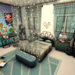Chambre de jeu Sims 4, style bohème et moderne