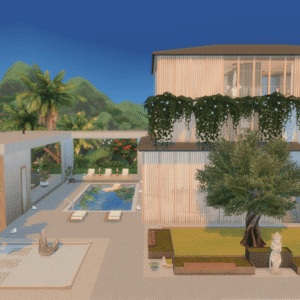 Maison de jeu *Les Sims 4* avec piscine et jardin zen