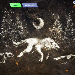 Écran d'accueil du jeu Les Sims 4 avec un cheval stylisé en neige.